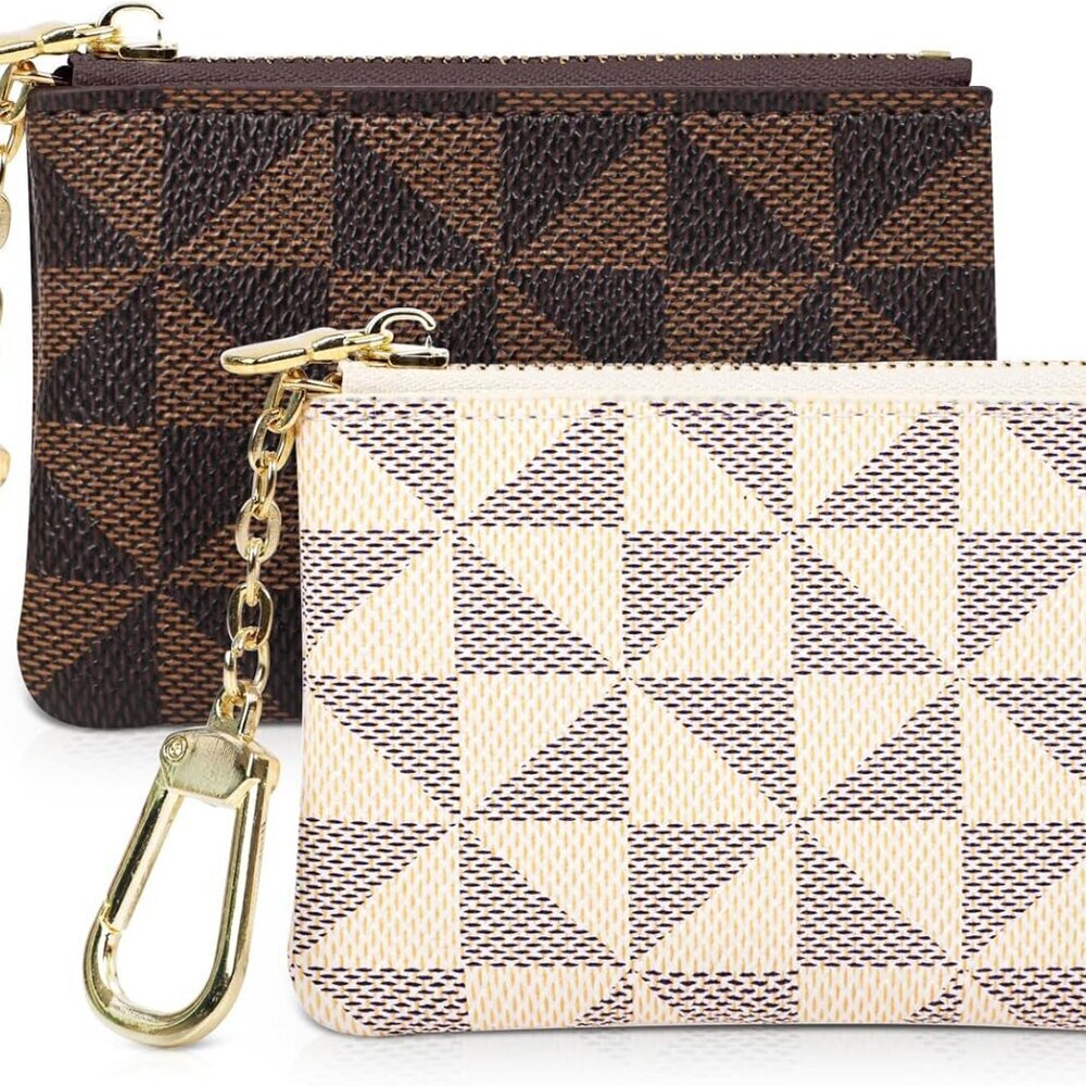 2PCS Coin Purse Mini Zip Key Chain Pouch Change Wallet Coin Pocket for Women Cre